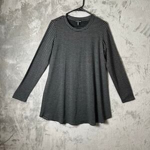 Eileen Fisher Women's Striped Long Sleeved Tunic Size Small Black Gray Tencel